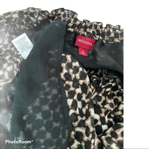 Merona Animal Print Shirred Peasant Short Sleeve - Picture 7 of 9